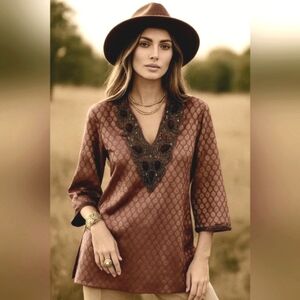 Lakshita Bohemian Embroidered and Beaded Women's Top Size Large